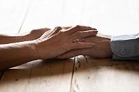 Holding hands.