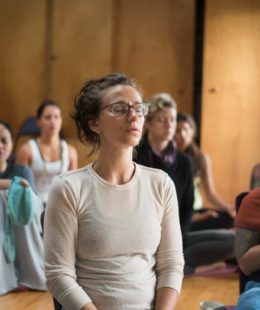 Large image of Bryn Chrisman yoga session at the 5th Annual Bhakti Immersion Weekend