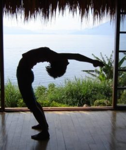 Outdoor yoga pose from Yogamaya